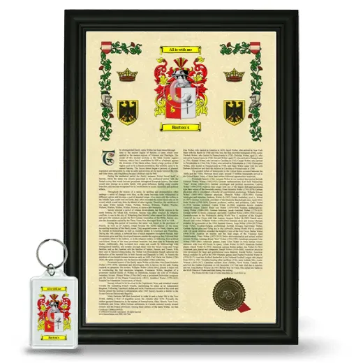 Barton's Framed Armorial History and Keychain - Black