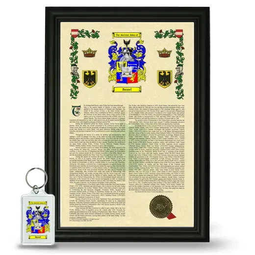Bassel Framed Armorial History and Keychain - Black