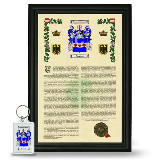 Baudens Framed Armorial History and Keychain - Black