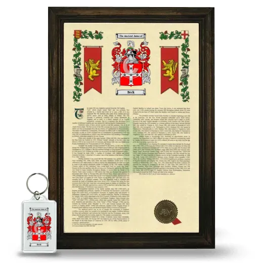 Beck Framed Armorial History and Keychain - Brown