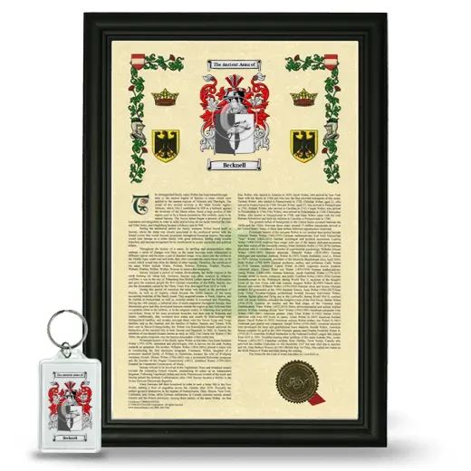 Becknell Framed Armorial History and Keychain - Black