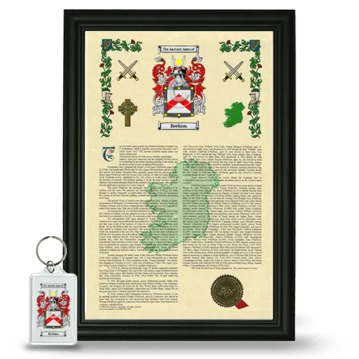 Beeham Framed Armorial History and Keychain - Black