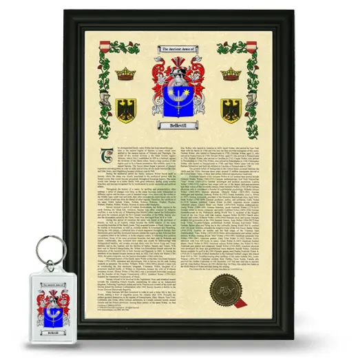 Bellevill Framed Armorial History and Keychain - Black