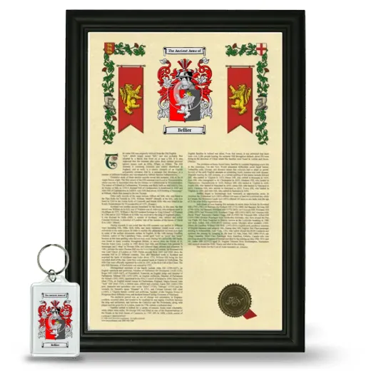 Bellier Framed Armorial History and Keychain - Black