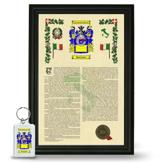 Benveniste Framed Armorial History and Keychain - Black