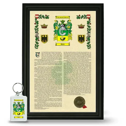 Berre Framed Armorial History and Keychain - Black