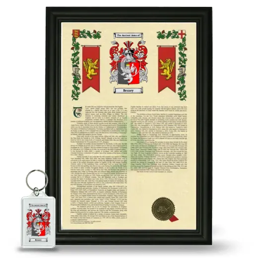 Besney Framed Armorial History and Keychain - Black