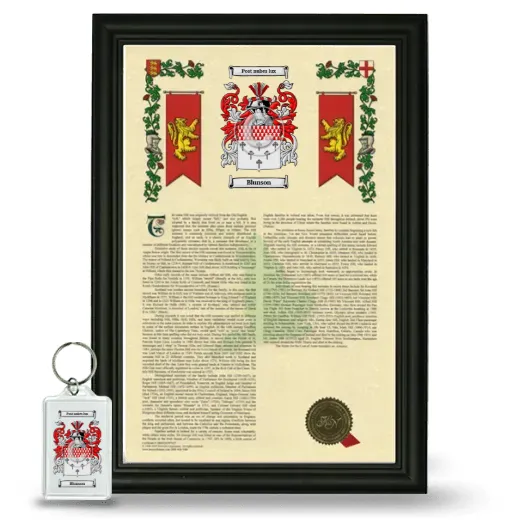 Blunson Framed Armorial History and Keychain - Black