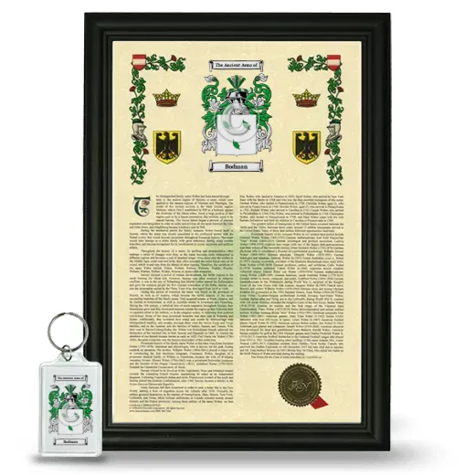 Bodman Framed Armorial History and Keychain - Black