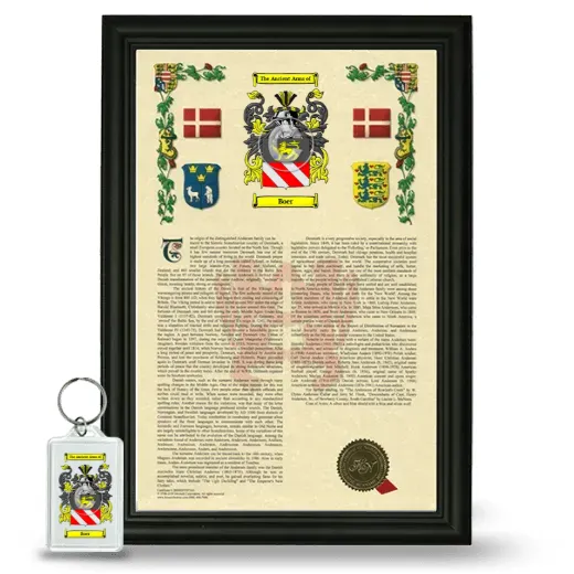 Boer Framed Armorial History and Keychain - Black