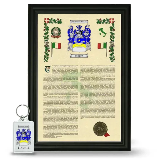 Bongiovi Framed Armorial History and Keychain - Black