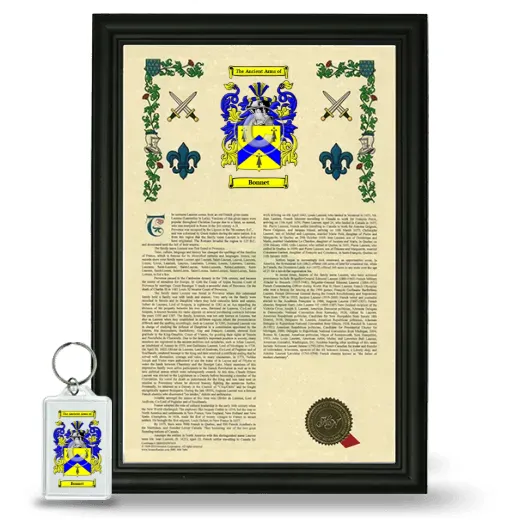 Bonnet Framed Armorial History and Keychain - Black