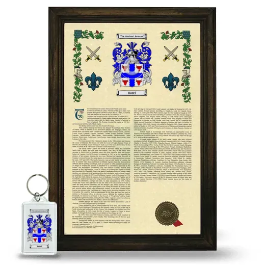 Borel Framed Armorial History and Keychain - Brown