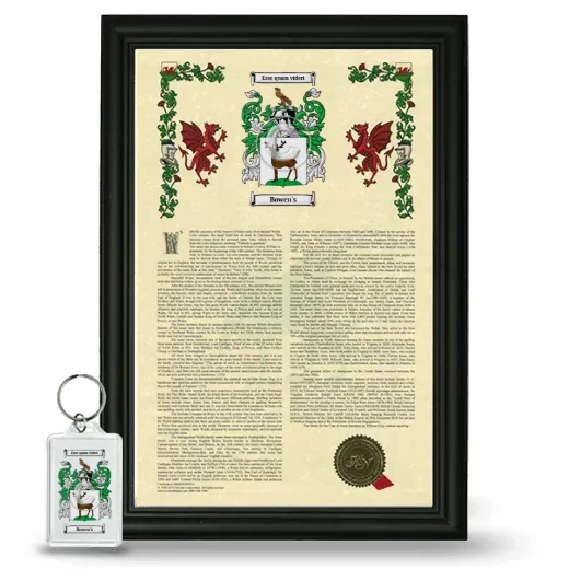 Bowen's Framed Armorial History and Keychain - Black