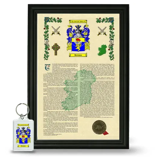 Bresnan Framed Armorial History and Keychain - Black