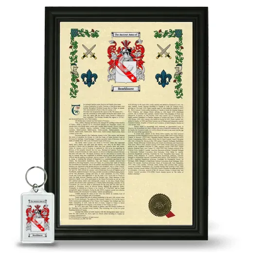 Brockhurst Framed Armorial History and Keychain - Black