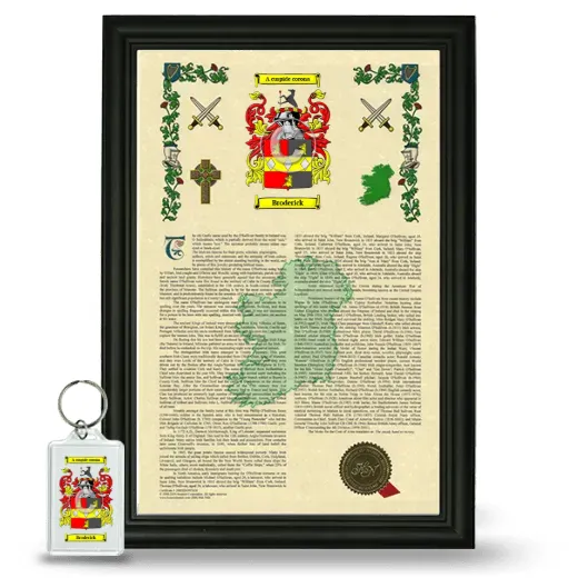 Broderick Framed Armorial History and Keychain - Black