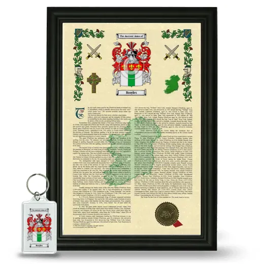 Broyles Framed Armorial History and Keychain - Black