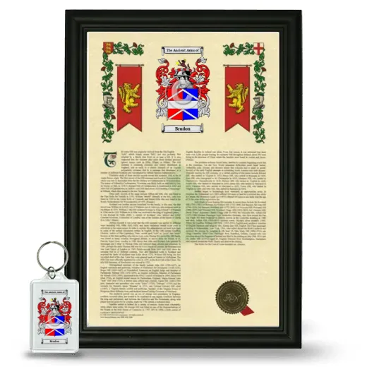 Brudon Framed Armorial History and Keychain - Black