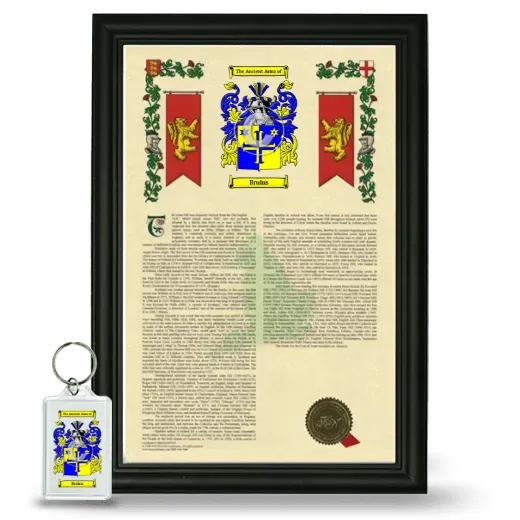 Bruins Framed Armorial History and Keychain - Black