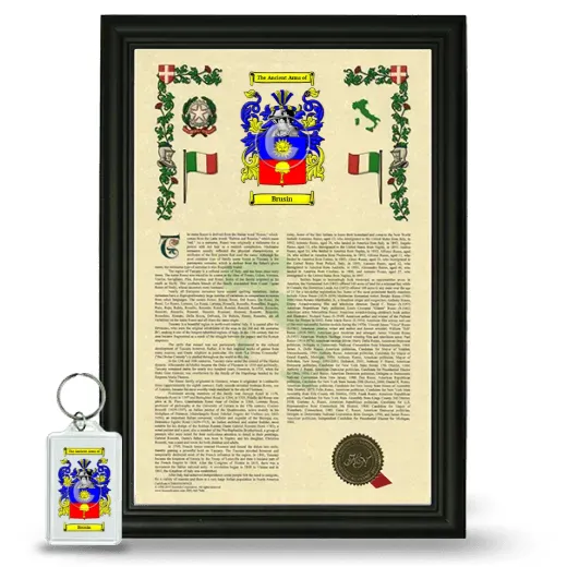 Brusin Framed Armorial History and Keychain - Black