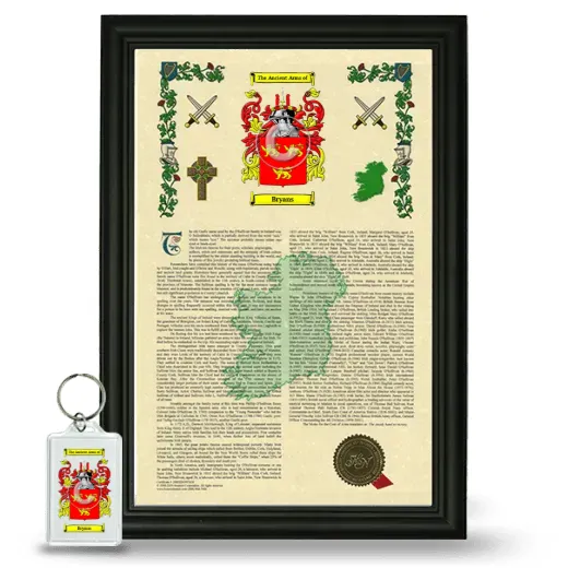 Bryans Framed Armorial History and Keychain - Black