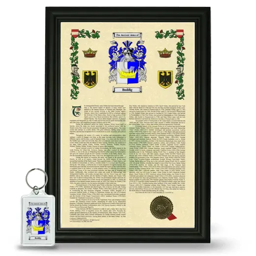 Buddig Framed Armorial History and Keychain - Black