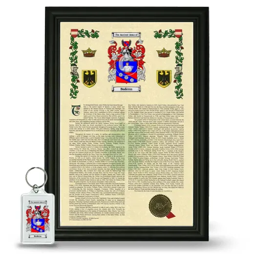 Buderus Framed Armorial History and Keychain - Black