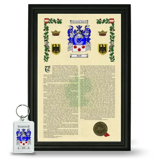 Buell Framed Armorial History and Keychain - Black