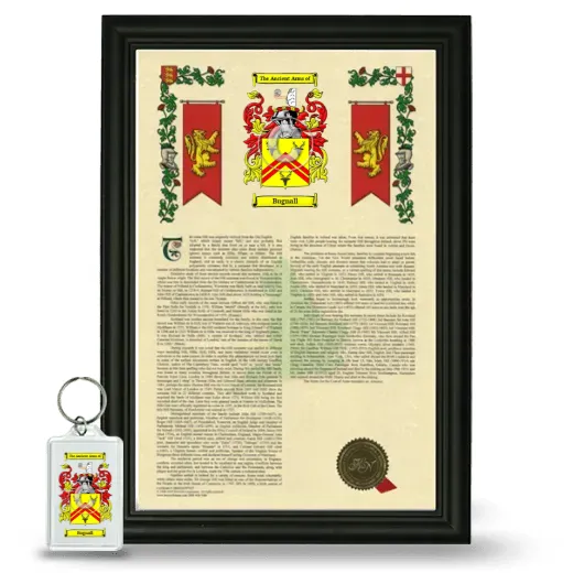 Bugnall Framed Armorial History and Keychain - Black