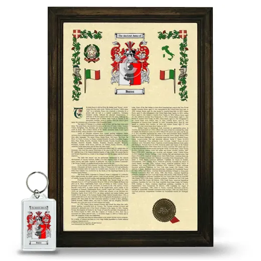Buras Framed Armorial History and Keychain - Brown