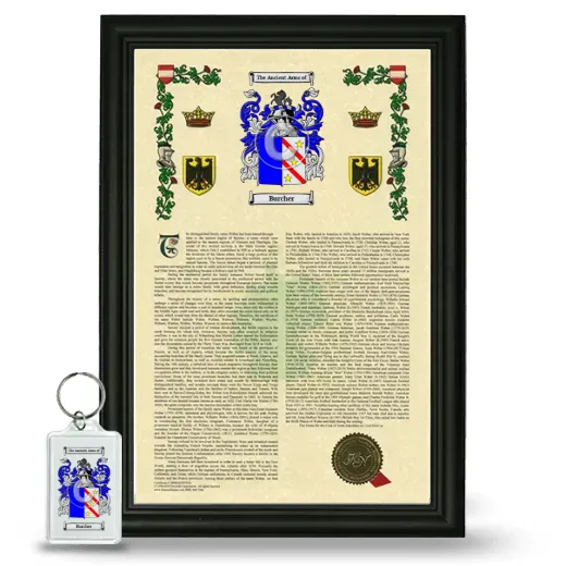 Burcher Framed Armorial History and Keychain - Black