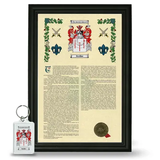 Burdine Framed Armorial History and Keychain - Black