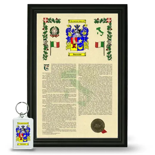 Buscarini Framed Armorial History and Keychain - Black