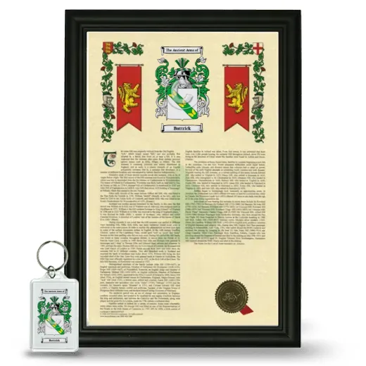 Buttrick Framed Armorial History and Keychain - Black