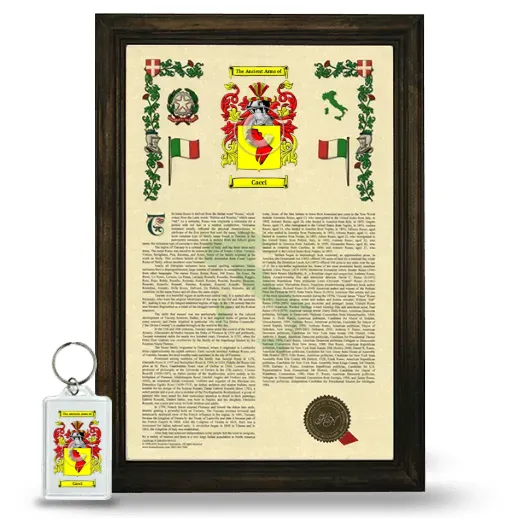 Cacci Framed Armorial History and Keychain - Brown