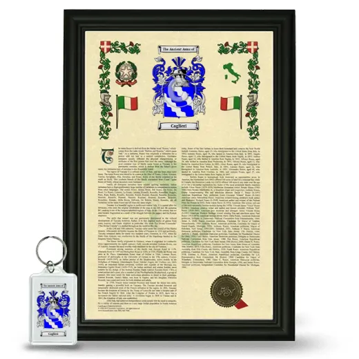 Caglieri Framed Armorial History and Keychain - Black