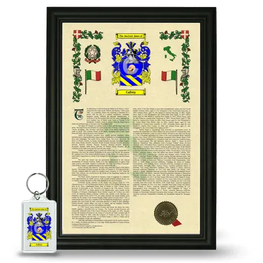Calvey Framed Armorial History and Keychain - Black