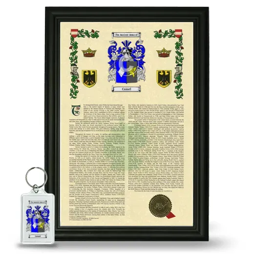 Camel Framed Armorial History and Keychain - Black
