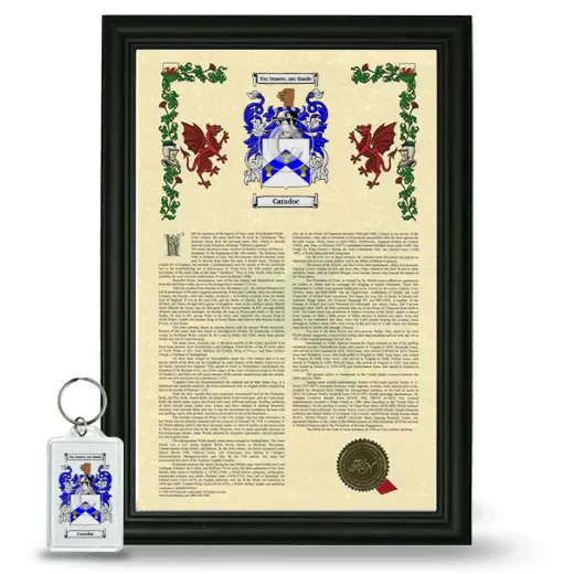 Caradoc Framed Armorial History and Keychain - Black
