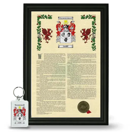 Cardiff Framed Armorial History and Keychain - Black