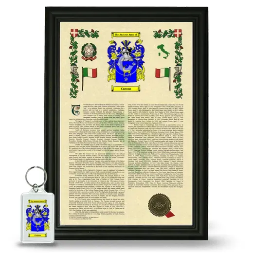 Caruso Framed Armorial History and Keychain - Black