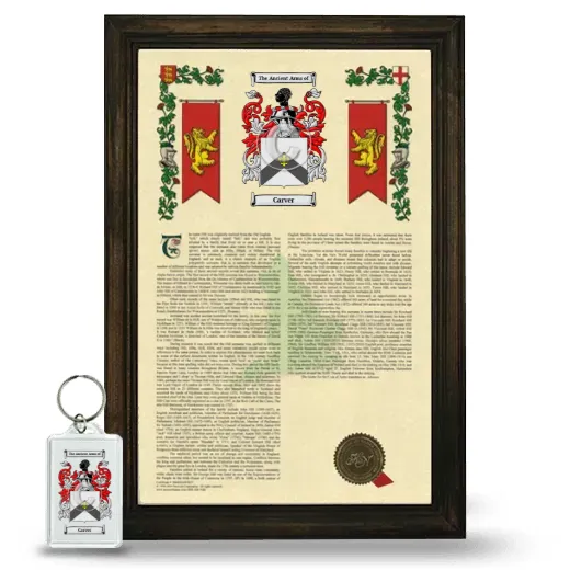 Carver Framed Armorial History and Keychain - Brown