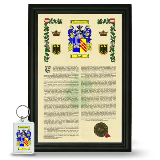 Casell Framed Armorial History and Keychain - Black
