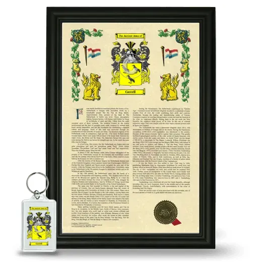 Castell Framed Armorial History and Keychain - Black