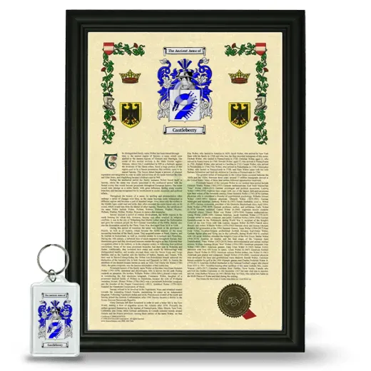 Castleberry Framed Armorial History and Keychain - Black