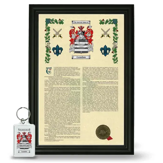 Cazaubon Framed Armorial History and Keychain - Black