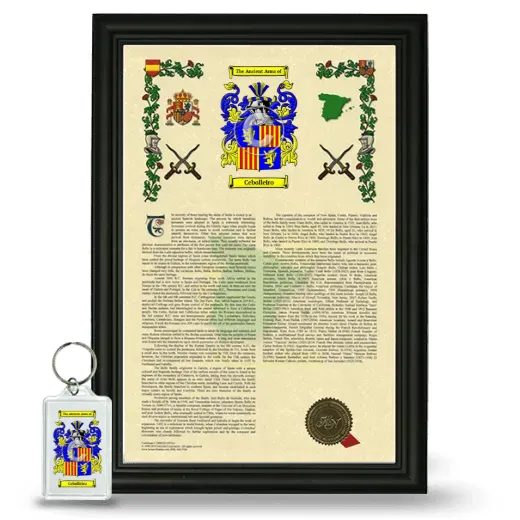 Cebolleiro Framed Armorial History and Keychain - Black