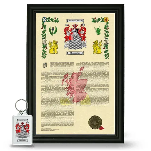 Champaign Framed Armorial History and Keychain - Black
