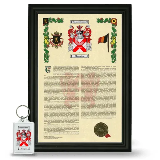Champion Framed Armorial History and Keychain - Black